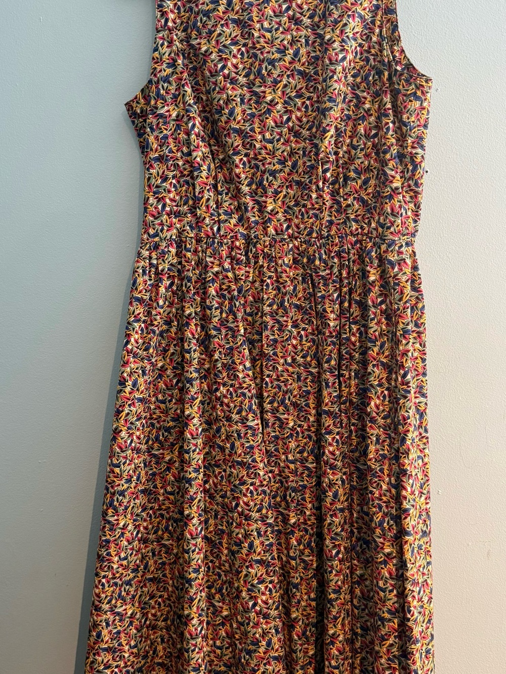 Talbots Sleeveless Midi Dress in Navy, Yellow & Red Floral - Picture 2 of 8